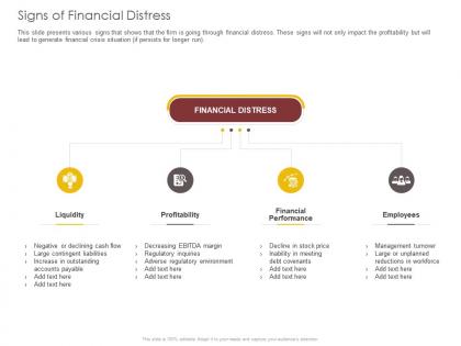 Signs of financial distress liquidity ppt powerpoint presentation slide download