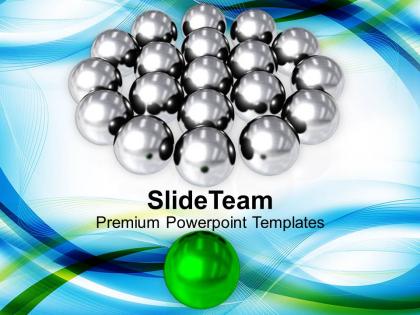 Silver balls with green leader symbol powerpoint templates ppt themes and graphics 0113