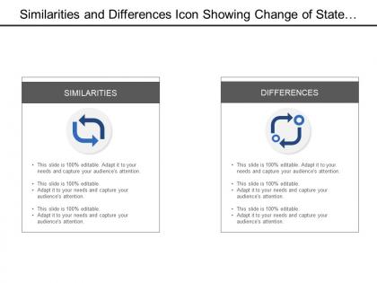 Similarities and differences icon showing change of state in same and different object