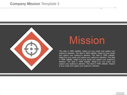 Simple mission template with target in red box ppt slides