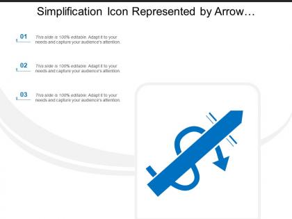 Simplification icon represented by arrow crossing moving arrow sign