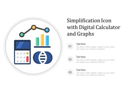 Simplification icon with digital calculator and graphs