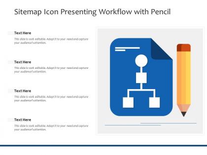 Sitemap icon presenting workflow with pencil