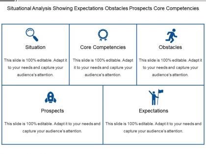Situational analysis showing expectations obstacles prospects core competencies