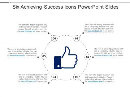 Six achieving success icons powerpoint slides