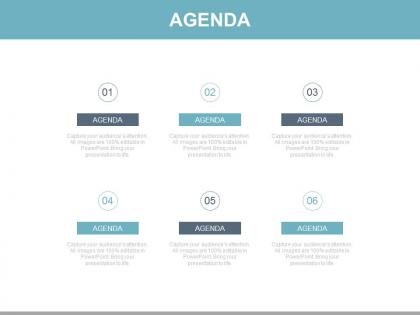 Six business agendas for company powerpoint slides