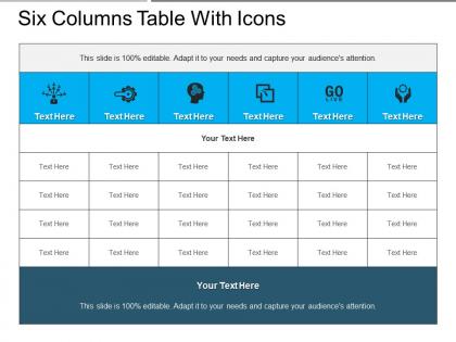 Six columns table with icons
