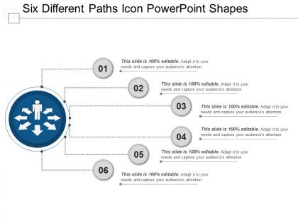 Six different paths icon powerpoint shapes