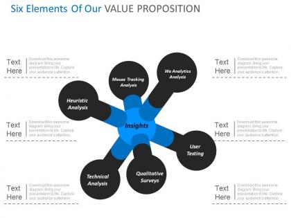 Six elements of our value proposition flat powerpoint design