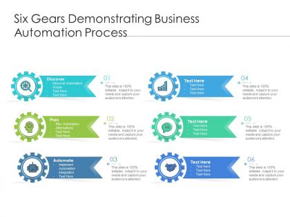 Six gears demonstrating business automation process