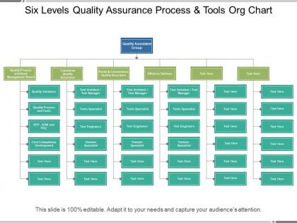 Six levels quality assurance process and tools org chart