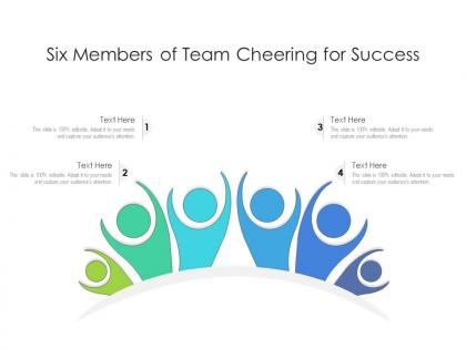 Six members of team cheering for success