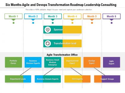 Six months agile and devops transformation roadmap leadership consulting