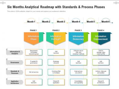 Six months analytical roadmap with standards and process phases