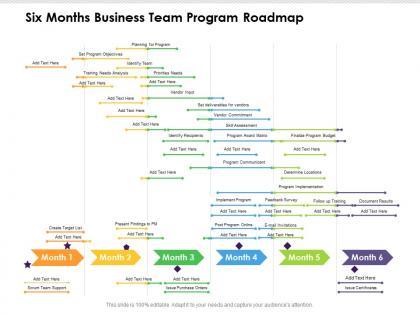 Six months business team program roadmap