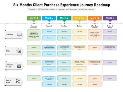Six months client purchase experience journey roadmap