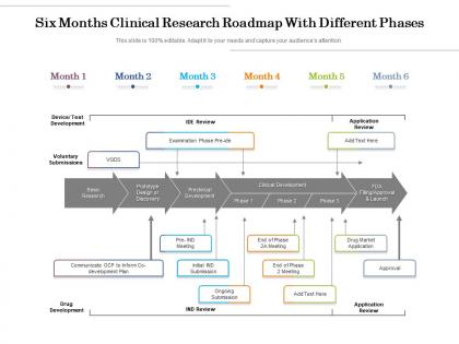 Six months clinical research roadmap with different phases