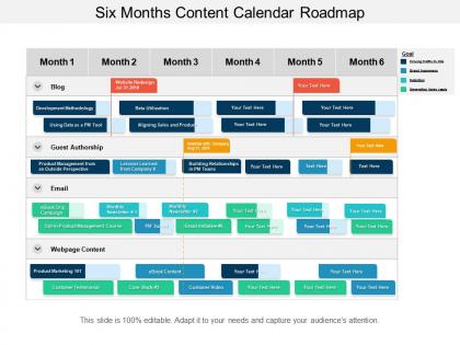 Six months content calendar roadmap