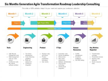 Six months generation agile transformation roadmap leadership consulting