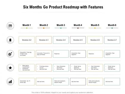 Six months go product roadmap with features