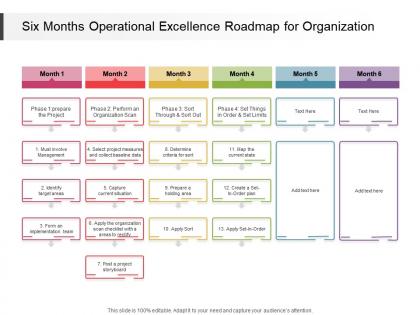 Six months operational excellence roadmap for organization