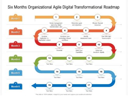 Six months organizational agile digital transformational roadmap