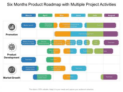 Six months product roadmap with multiple project activities