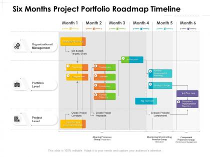 Six months project portfolio roadmap timeline
