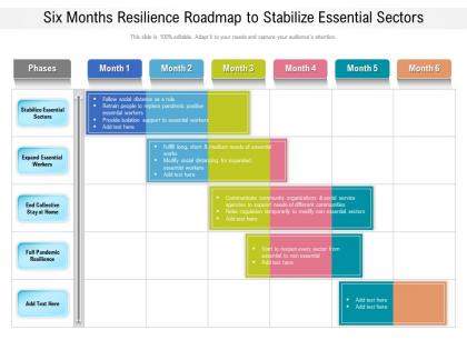 Six months resilience roadmap to stabilize essential sectors