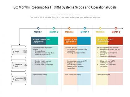 Six months roadmap for it crm systems scope and operational goals
