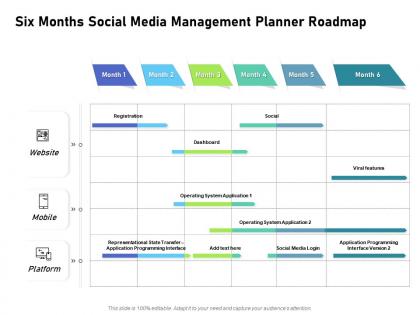 Six months social media management planner roadmap