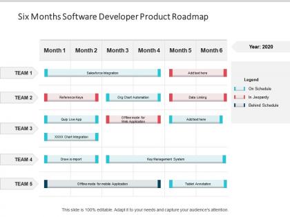 Six months software developer product roadmap