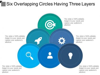 Six overlapping circles having three layers