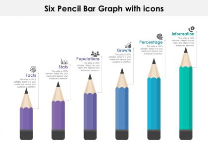 Six pencil bar graph with icons