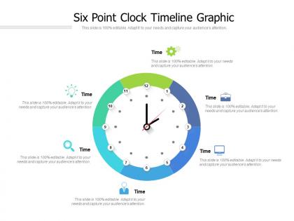 Six point clock timeline graphic