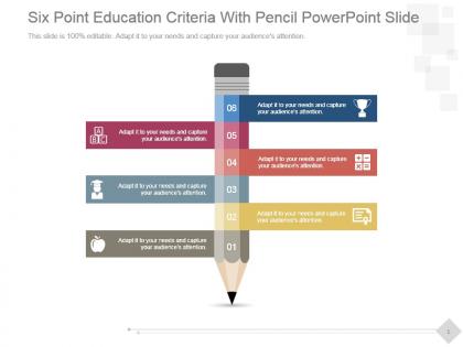 Six point education criteria with pencil powerpoint slide