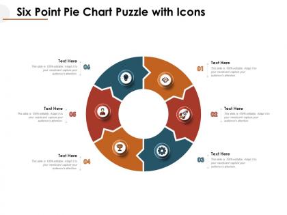 Six point pie chart puzzle with icons
