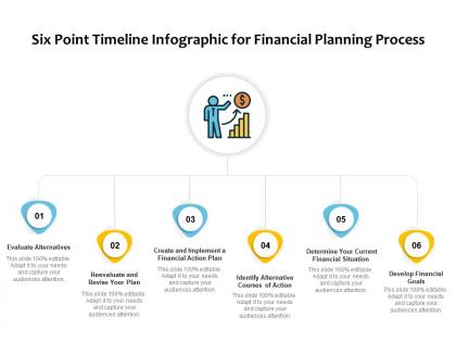 Six point timeline infographic for financial planning process