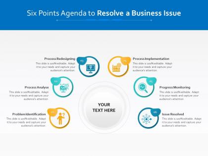 Six points agenda to resolve a business issue