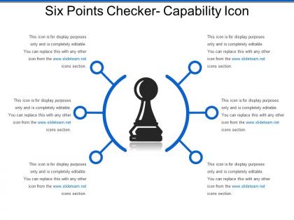 Six points checker capability icon ppt templates