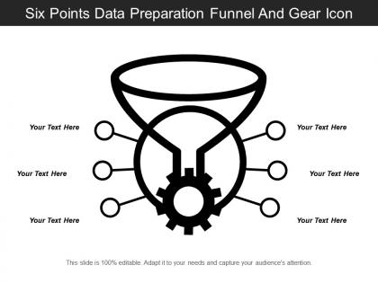 Six points data preparation funnel and gear icon