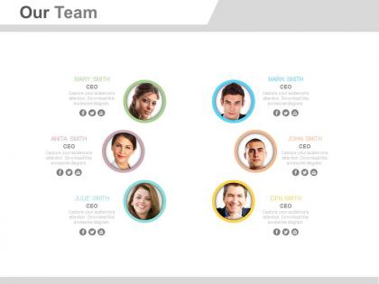 Six professionals for team layout powerpoint slide