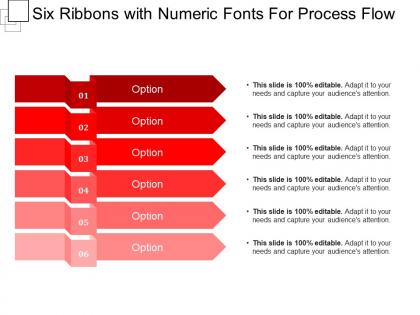 Six ribbons with numeric fonts for process flow