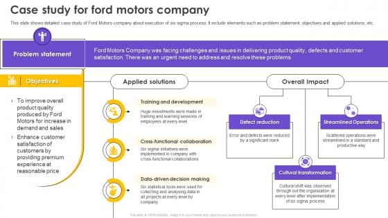 Six Sigma Process Improvement Case Study For Ford Motors Company
