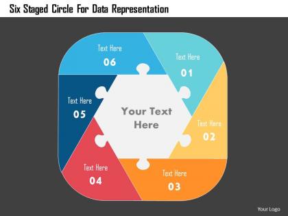 Six staged circle for data representation flat powerpoint design