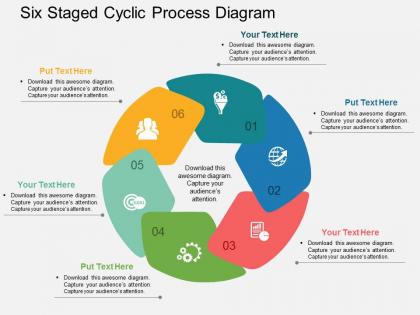 Six staged cyclic process diagram flat powerpoint design