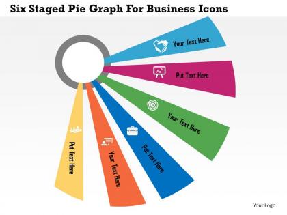 Six staged pie graph for business icons flat powerpoint design