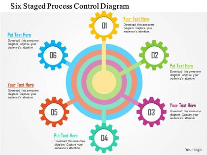 Six staged process control diagram flat powerpoint design