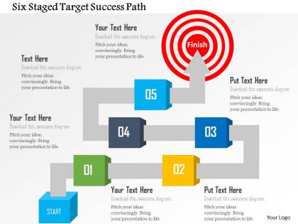 Six staged target success path powerpoint template