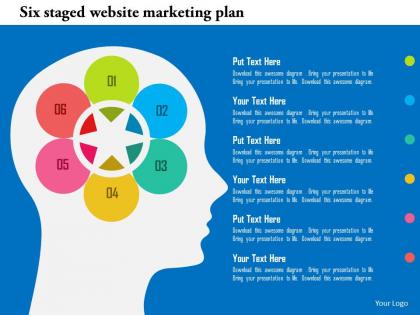 Six staged website marketing plan flat powerpoint design